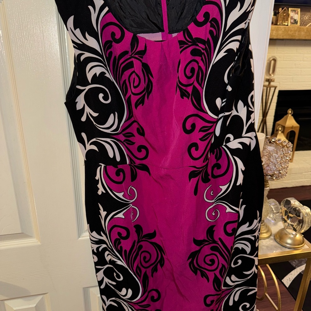Luxe Black and Pink Patterned Dress